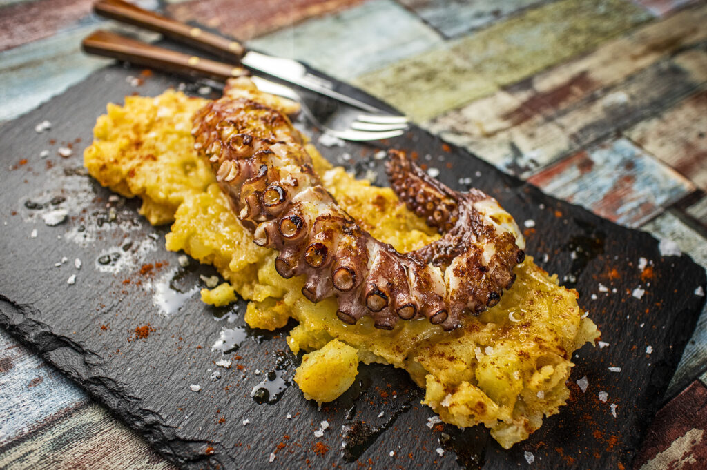 Pulpo plancha en parmentier