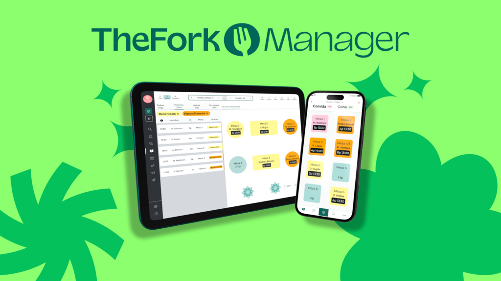 software de reservas TheFork Manager en restaurante gestionando mesas y clientes