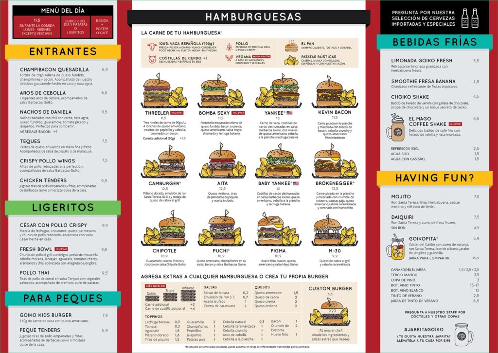 Carta de goiko grill upselling y cross selling